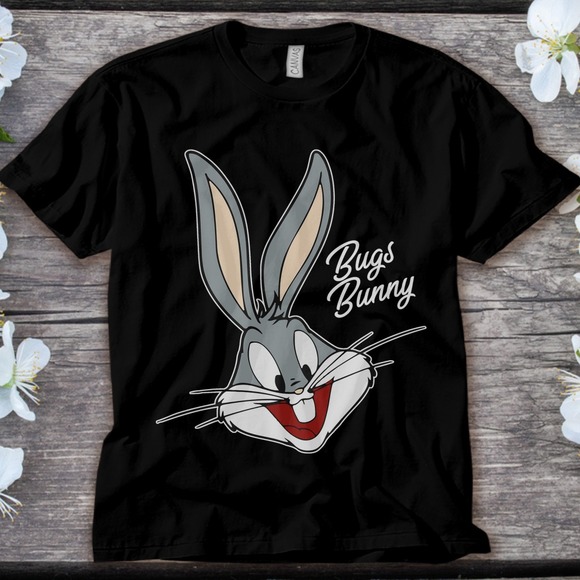 Looney Tunes Bugs Bunny Big Portrait Cute Cartoon Unisex Adult T-shirt Kid Shirt - Picture 1 of 2